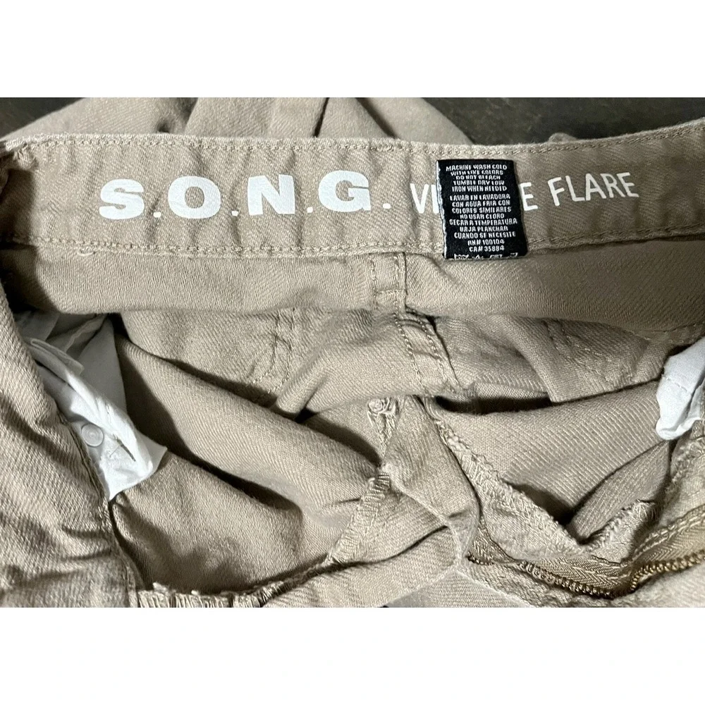 Khaki Flares Size 1 Vintage Denim Flares 24X30 S.O.N.G Jeans 90s‎ 287